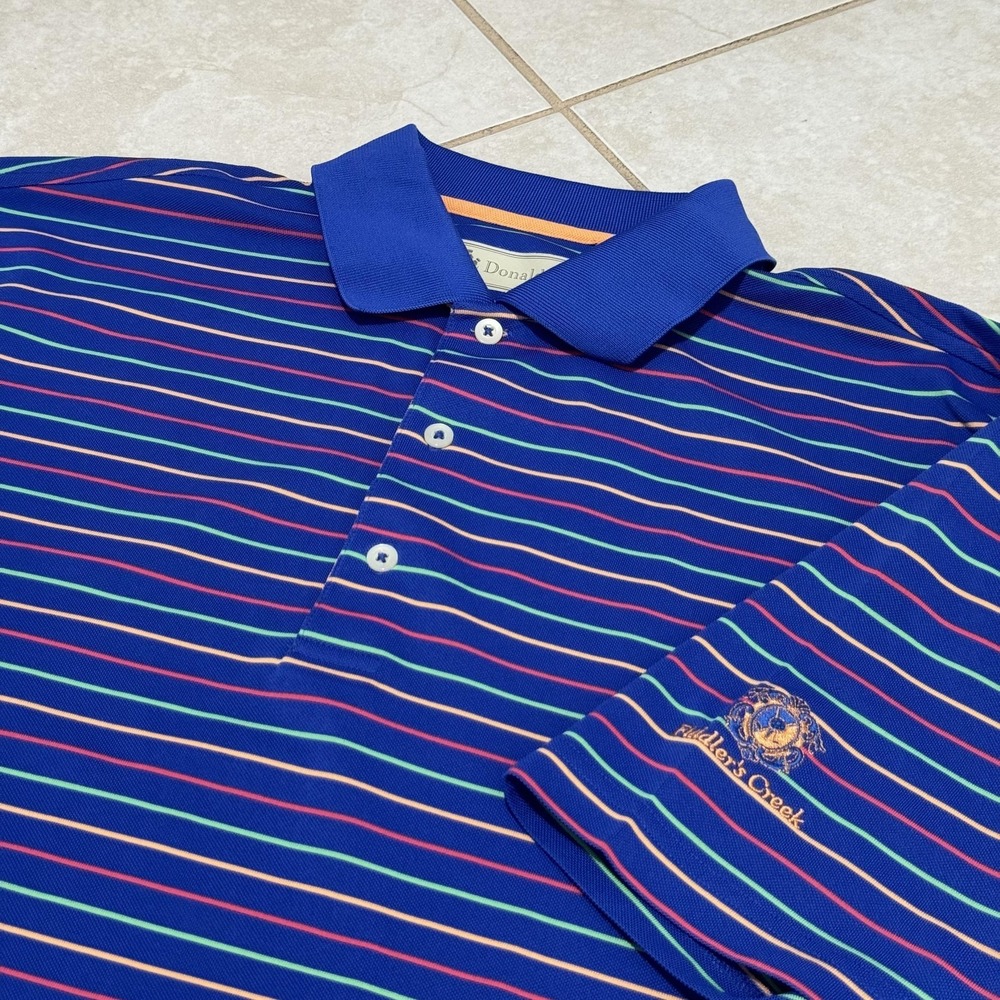 Donald Ross Polo Shirt Mens Extra Large Stripe Fiddler's Creek Golf Performance